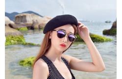 China Printing Technic Winter Custom Personalized Hats , Women White Black Wool Beret Hat supplier
