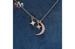 China Boho Style Hypoallergenic Moon And Star Pendant Necklaces With 55CM Chain supplier