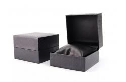 China PU leather Custom Watch Box Packaging black Stripe Elegant supplier