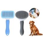 Blue Self Cleaning Dog Brush Dog Hair Deshedder With Massage Function