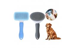 China Blue Self Cleaning Dog Brush Dog Hair Deshedder With Massage Function supplier
