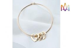 China 10.5g Heart Charm Womens Engraved Bracelets Bangles supplier
