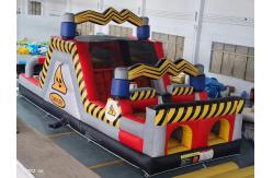China Danger Obstacles Inflatable Bounce House Castles With Two Slides supplier