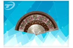 China Customized Fabric Folding Hand Fans , 23cm Fabric Folding Fans supplier