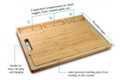 China Varnished Surface Bamboo Cutting Board Set With 3 Separate Compartments supplier