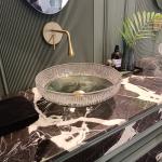 Stylish Round Countertop Bathroom Sinks With 1.77 Inch Drain Size for sale