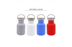 China 550ml Portable Silicone Water Bottle Collapsible With Wooden Lid supplier