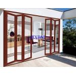 Basic Residential Wood Look Aluminium Doors With 5mm Tempered Clear Glass for sale