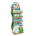 Customized Cosmetic Display Stand Wooden Display Shelf Unit Moisturizing Cream for sale