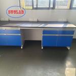 China Rectangular Chemistry Lab Bench Factories for Hospital Steel Wood/304 Stainless Steel/Customized Design manufacturer