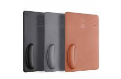 China Custom Logo PU Leather Mouse Pad Wireless Charger With Wrist Rest supplier