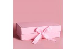 China Customized Elegant Magnetic Folding Cardboard Rigid Box Makeup Box With Ribbon supplier