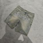 Custom Stone Washed Bling Crystal Baggy Oversized Heavyweight Streetwear Denim 100 Cotton Denim Men's Shorts Vintage Jorts for sale