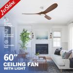 1stshine Hotel Decorative LED Ceiling Fan with Dimmable Lighting and Wood Blades for sale