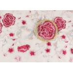 Polyester Red Rose Chemical Embroidered Tulle Lace Fabric For Wedding Dress for sale