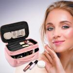 Double Layer Travel PU Leather Makeup Brush Holder Bag for sale