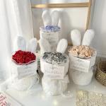 Rabbit Ears Plush Rose Hand Bouquet 20x35cm Size Multiple Color Choices for Chinese Valentine's Day and Teacher's Day for sale