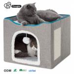 Warm Pet Sleeping Double Layer Fabric Cat Cave Popular Foldable Indoor Large Cat House for sale