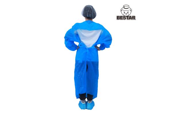 AAMI PB70 CPE Disposable Isolation Gown With Elastic Cuffs For Medical