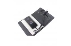 China PU Leather Business Wireless Charging Notebook With USB Drive Power Bank supplier