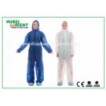 Nonwoven White Disposable Overalls PP / SMS / PP + PE Protective Coverall With Hood for sale