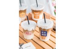 China Custom 90mm Disposable Bubble Tea Cups Smoothies Cold Coffee Drinking Plastic Pet Cups supplier