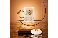 China Custom Ceramic Mug Gold Handle Mug With Dragon Pattern supplier