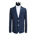 Floral Printed Suits For Mens Single Breasted Navy Knitted Fabric Blazer for sale