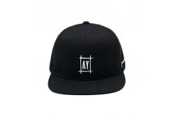 China 55cm Classic Black Flat Hat Adjustable Buckle Back Pure Cotton Snapback Hat supplier