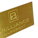 Custom Brushed Brass Nameplate With 3M Adhesive Backing
