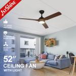 Energy Saving 1stshine LED Ceiling Fan 52 Inches 3 ABS Blades with Smart Remote Control for sale