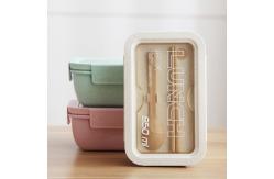 China Rectangle Bento Box Lunch Container Plastic Wheat Straw With Cutlery supplier