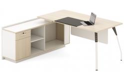 China Melamine Wooden Modern Manager Desk Ivory White Executive Computer Table supplier