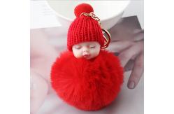 China Silicone / Cotton Plush Keychain Toys Sleeping Baby Shape 12 * 7CM 40G supplier