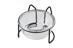 China Elevated Pet Glass Cat Bowls Double For Protecting Pet Spine supplier
