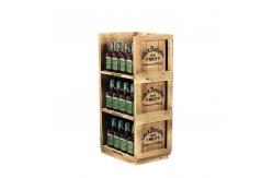 China Double Sided Wine Display Stand Grocery Solid Wood Display Stand For Tequila supplier