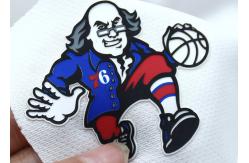 China Custom Silicone Labels Cartoon Garment Patches Old Man Playing Basketball Pattern supplier