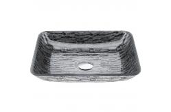 China Titanium Black / Gray Bathroom Wash Basins L460 * W330 * H105mm Rectangular Black Vessel Sink supplier