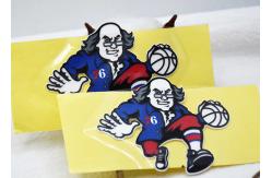 China Custom Silicone Labels Cartoon Garment Patches Old Man Playing Basketball Pattern supplier