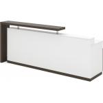 Modern 2.55M Custom Reception Desk Standing Coffee Oak Ivory White