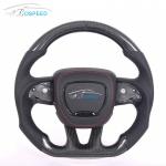 Black Interior Dodge Carbon Fiber Steering Wheel Challenger Perforated Leather for sale