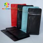 Matt Black Coffee Bag With Valve Wholesale Block Bottom Coffee Bag / Flat Bottom Bag For 12oz 250g Coffee Bean for sale