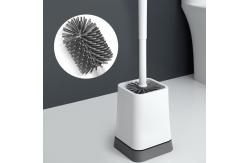China Bendable Silicone Toilet Bowl Brush With Non Slip Plastic Handle supplier