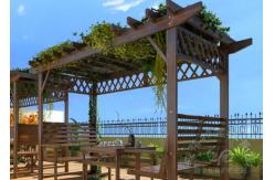 China Fibreglass Frame Wood Imitated Garden Grape Trellis For Rest Areas supplier
