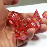 Phantom red resin & foil gold Resin Boarding Dice Set Dragon and Dungeon