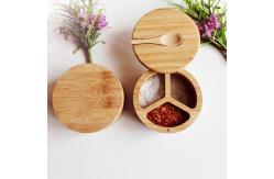 China Spice And Seasonings Bamboo Kitchen Utensils Salt Box With Spoon supplier