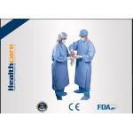 Water Resistant Disposable Surgical Gowns SMS Standard Medical Blue With Knitted Cuff for sale