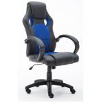 320mm Nylon Base With Casters Gaming Chair 100mm Painting Gaslift Nylon Armrest With PU Padding Black PU+ Blue Mesh for sale