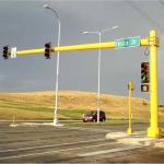15m Street Lights Traffic Signal Light Pole Single Arm Multiple Mounting Brackets for sale
