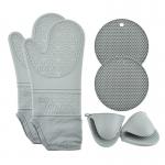 Silicone Oven Mitts And Pot Holders Set Heat Resistant To 450℉ Extra Long 15 Inch Professional Silicone Baking Gloves for sale